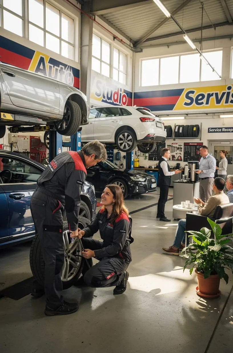 Profesionálny servisný technik kontroluje motor luxusného auta v modernom autoservise